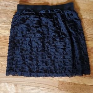 Black ruffle stretch Mini skirt